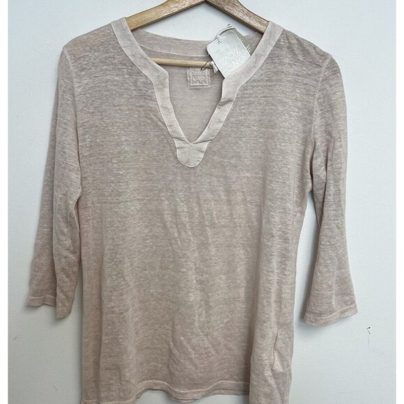 120% Lino Tops - 120% LINO Linen 3/4 Sleeve Top T- Shirt Tunic Tan Sz M NWT